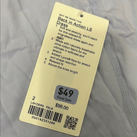 Lululemon Light Blue Long Sleeve Dress - Picture 2 of 4